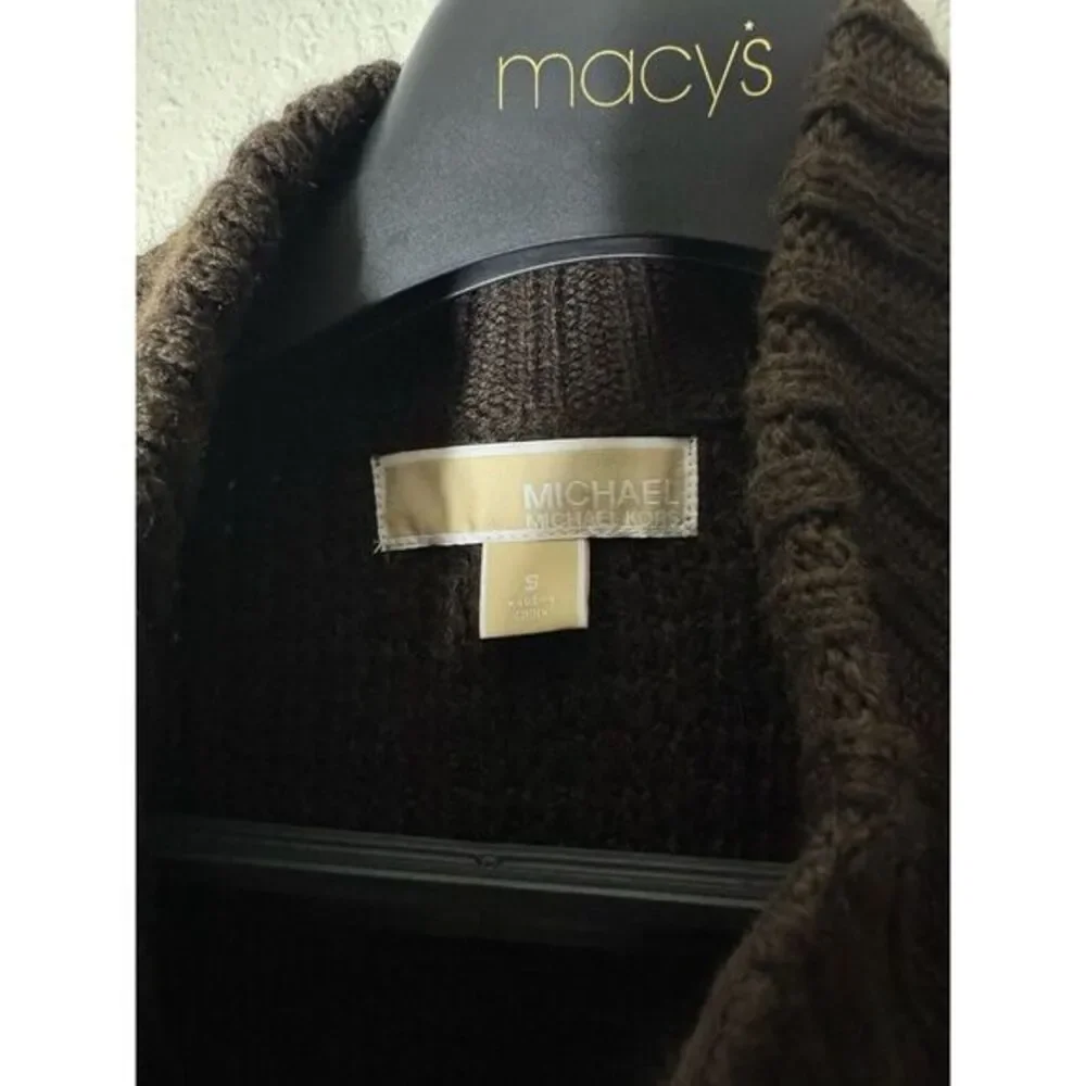 Michael Kors Brown Ribbed Knit Cardigan Toggle‎ Clasp Buttons Sz s